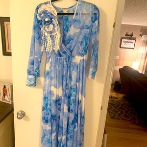 Blue floral chiffon dress